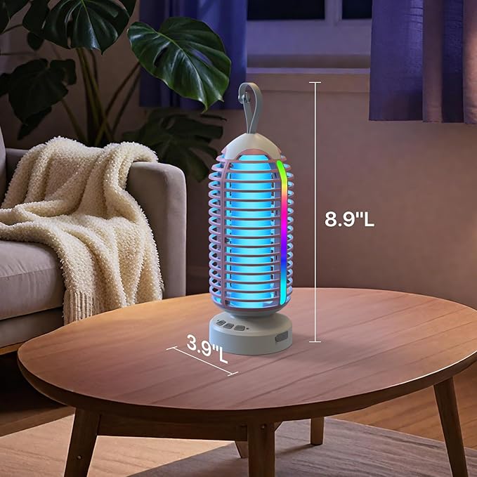Bug Zapper Outdoor, Mosquito Zapper Indoor Electric Fly Zapper Rechargeable Mosquito Killer with Color Changing LED Lights, Auto On/Off, 4000mAh Fly Trap for Home Backyard, Patio, Camping