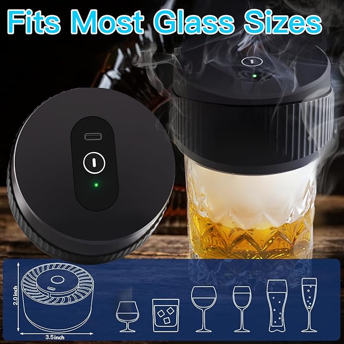 Rechargeable Whiskey Smoker Kit with 8 Wood Chip, Electric Whiskey Smoker Kit Built-in Lighter, Old Fashioned Smoker Kit, Bourbon Whiskey Gifts for Men,Dad,Husband,Boyfriend (No Butane Needed)