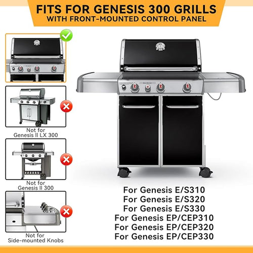 17.5 Inch Flavorizer Bars for Weber Genesis 300 Gas Grills with Front-Mounted Control for Genesis E310, E320, E330, S310, S320, S330, Replacement for Genesis Grill Parts 7620, 5 PCS, Porcelain Steel