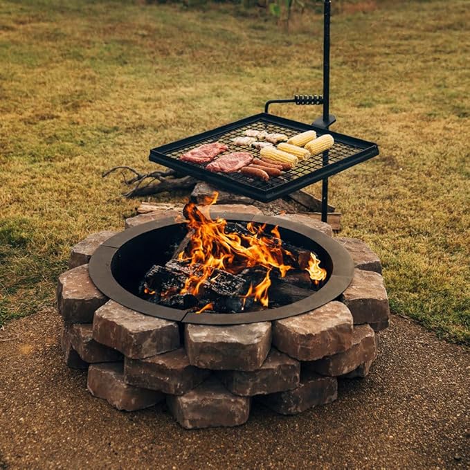 Titan Great Outdoor 38in Dia Steel Fire Pit Liner, 1mm Thick DIY Above or In-Ground Outdoor Fire Pit, 4 Panel Steel Ring
