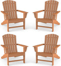 BRIOPAWS Adirondack-Chairs-Set of 4 | Fire Pit Chair | Oversized | HDPE Plastic | Weather Resistant | for Deck Outdoor Poolside Campfire | Teak