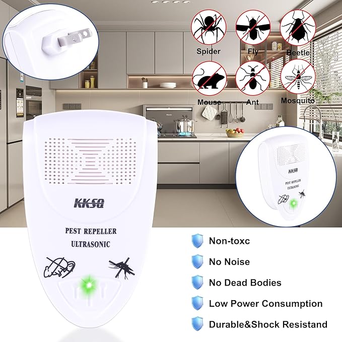 2 PCS 2025 Upgraded Ultrasonic Pest Repeller Indoor Plug in, 1300 Sq.Ft Coverage, Pest Control for Roach,Rodent,Mouse,Bugs,Mosquito,Mice,Spider, for Home Office Warehouse Use (White)
