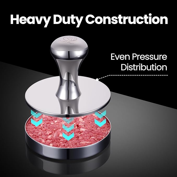 2-in-1 Smash Burger Press & Patty Maker, Heavy Duty Premium Stainless Steel Hamburger Helper, Easy-Clean Design, Hamburger Press with Patty Liner, Mirror Polished Burger Mold, Dishwasher Safe