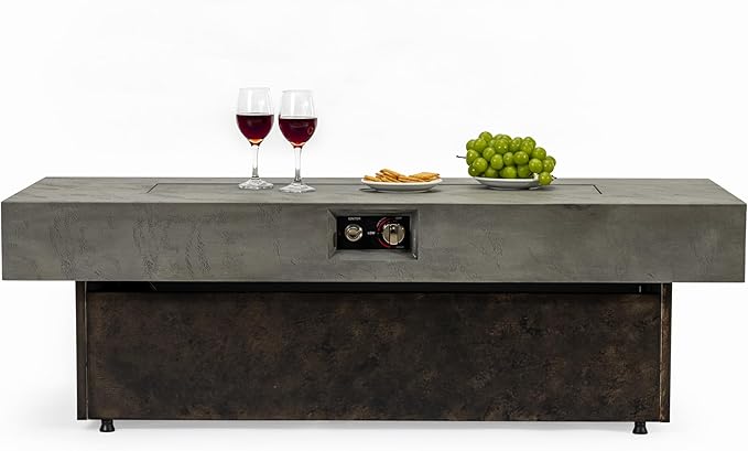 Outdoor Fire Pit Table Propane Gas Fire pits Outdoor Fireplaces 54'' Rectangular Firepit Table, 50,000 BTU Fire Table for Patio Set, Three Options of Assembled Hight Grey.