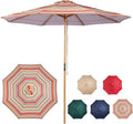 9ft Bamboo Umbrella, Outdoor Patio Umbrella, Waterproof Market Umbrella, 8 Ribs Table Umbrella with Pulley Lift for Garden, Deck, Pool, lawn, Backyard