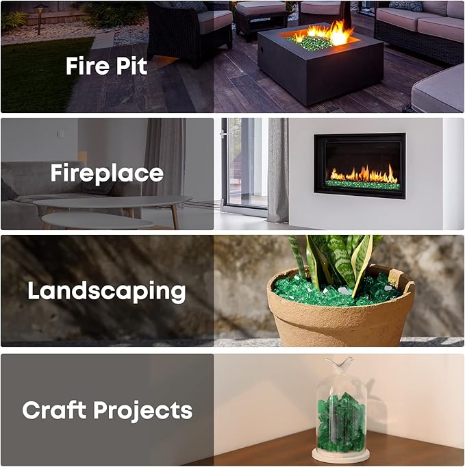 Stanbroil 10-Pound Fire Glass - 1/2 inch Reflective Tempered Fire Glass for Fireplace Fire Pit, Light Green Reflective