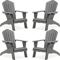 Psilvam Oversized Adirondack Chair, Fade-Resistant & Odor-Free Poly Lumber Fire Pit Chairs with Cup Holder, Weatherproof Outdoor Chair, Easy 15 Min Install Patio Chair, 350 Lbs Support (4, Gray)