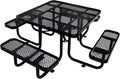 Rueekfil 46" Thermoplastic Picnic Table with Umbrella Hole up to 1.5", Heavy Duty Commercial Picnic Table for Outdoor, Family & Party Ready for School Camping, Square, Black