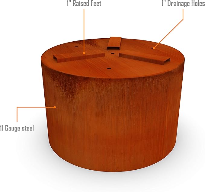 Plantercraft Large Round Planters for Outdoor Plants 20x20 Inch | Corten Steel Planter for a Modern Statement Piece | Heavy Duty Large Outdoor Planters for Patio, Deck, and Garden