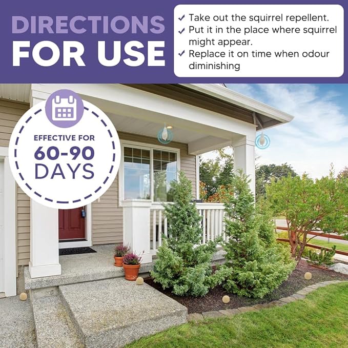 Squirrel Repellent Outdoor, Chipmunk Repellent, Repellent for Squirrels, Squirrel Deterrent for Gardens/Attics/Cars/Bird Feeders (1 Ounce (Pack of 8))