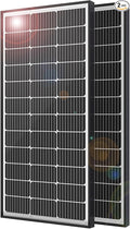JJN 200 Watt Solar Panels, 10BB Monocrystalline 12V 2PCS 100W Solar Panel, 23% High Efficiency PV Module Power Charger for RV, Home, Farm, Boat, Caravan and Off-Grid Applications