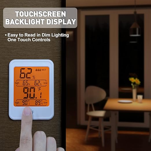 EAGLE PEAK Digital Hygrometer Thermometer Humidity Gauge with Backlight Display, Indoor Room Thermometer with Temperature Humidity Monitor for Nursery Room Greenhouse Basement, 1 Pack