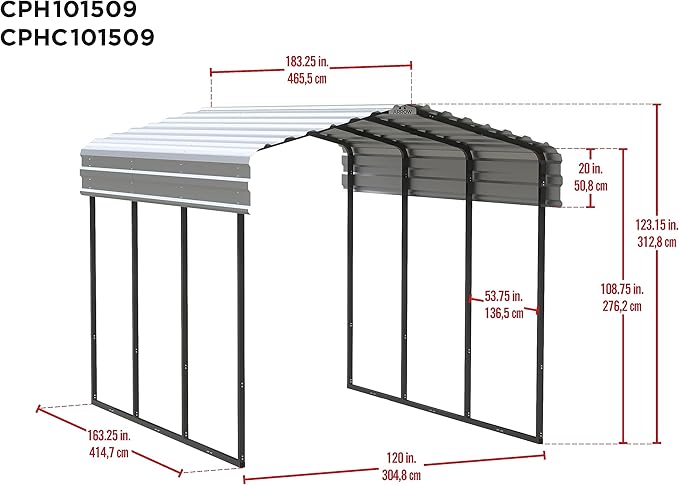 Arrow Shed 10' x 15' x 9' Galvanized Steel Multi-Purpose Shade and Shelter Carport, Eggshell Finish