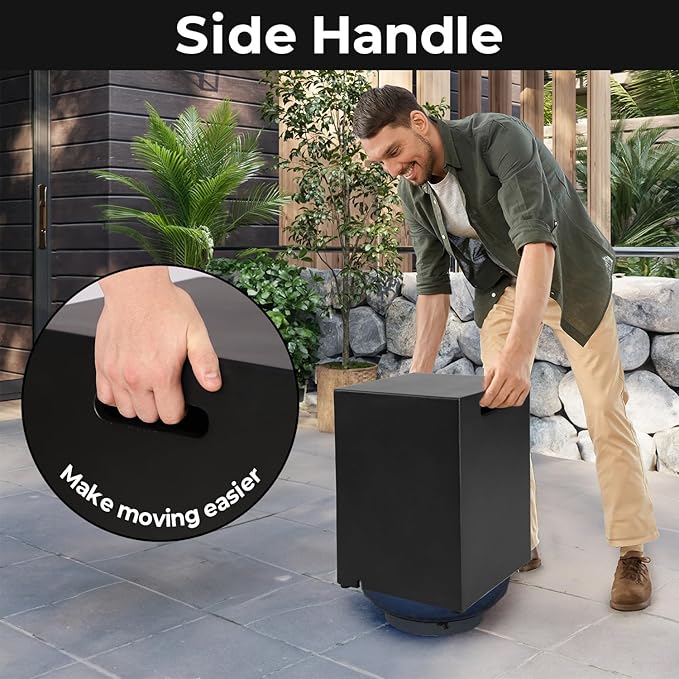 Propane Tank Cover Table Square, Outdoor Tank Covers Propane Storage Box 20 LB Modern Cover Tables with Side Handle, Concrete Hideaway Holder for Patio Backyard Deck (Black)