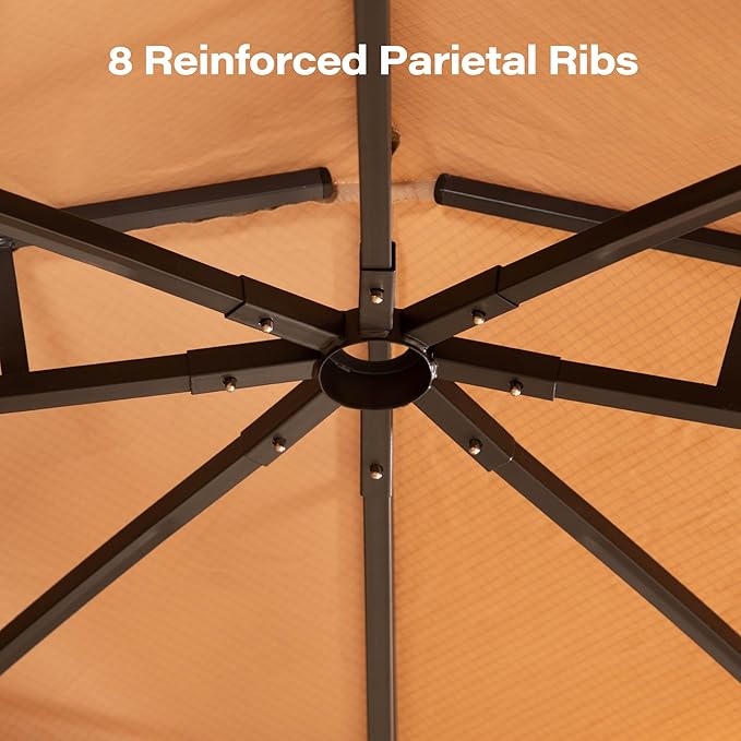 LAUSAINT HOME Patio Arc Gazebo Outdoor Canopy Tent 10'x10', Party Tent Shelter with Curtains, Expansion Bolts & Wind-Resistant Ropes for Patio, Garden, Backyard, Lawn (Khaki)