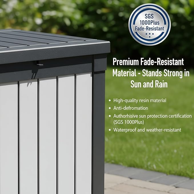 50 Gallon Lockable Deck Box, Waterproof Storage for Toys, Holiday Decor, Patio Cushions & More, All-Weather Heavy-Duty Organization Chest End Clutter