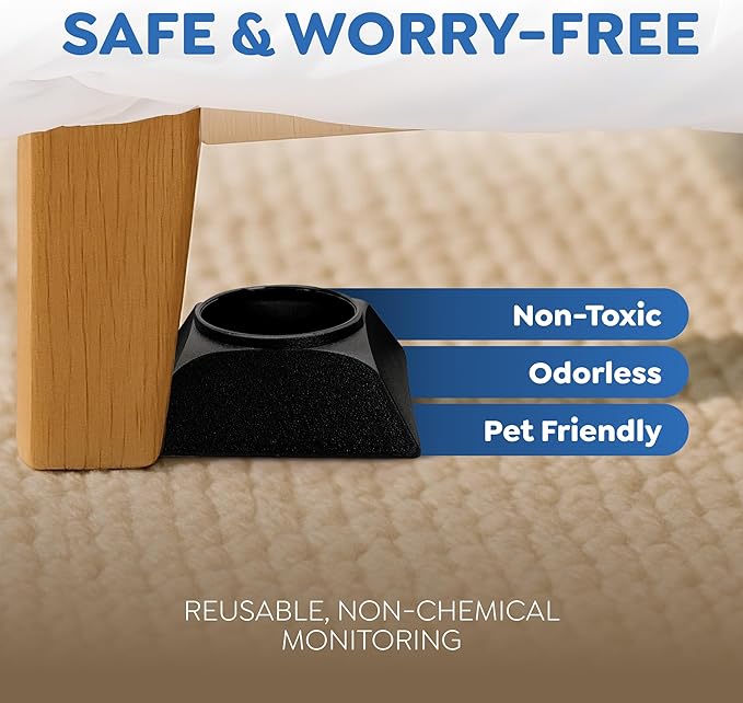 Riddy Bed Bug Detection Kit, Bed Bug Trap and Lure for Early Detection and Monitoring, Safe for Mattress, for Home or Travel, 4 Pack (Includes 4 Traps and 4 Lures)