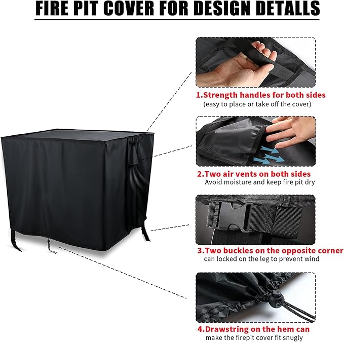 Outdoor 28 inch Rectangular Table Top Propane Fire Pit Cover, 40,000 BTU Tabletop Gas Firepit Cover for Patio,Outdoor Portable Fireplace Rectangular Fire Cover - 28 x 7 x 8 Inch