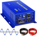 600W Pure Sine Wave Inverter 12v to 110v 120v Solar Power Inverter dc to ac Dual US Plug for Car (600W12V-cable)