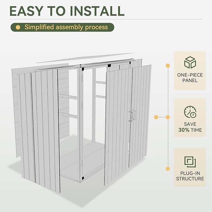 5x3FT Storage Shed Plastic Outdoor Storage Shed Waterproof Container House with Floor and Lockable Door for Garden, Lawn, Backyard