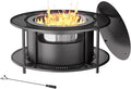 ALAULM 37 Inch Smokeless Fire Pit Tabletop, Stainless Steel Wood Burning Firepit for Outdoor Patio, Includes Weather-Resistant Cover
