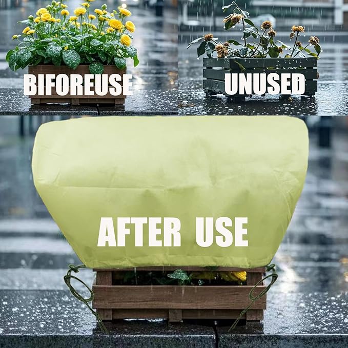 EJW 3 Piece Freeze Protection for Plants, (23.8'' x 11.8'' x 11.8'') Frost Cloth for Plants，Plant Protectors for Winter，Frost Blankets for Plants， Used for Flower pots, Flower Boxes, Small Plants