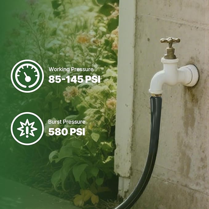 Lightweight Flat Garden Hose 25ft, 800D Woven Water Hose with 3/4” Aluminum-Copper Fittings with 2 Rubber Washers, 580 PSI Burst Pressure, Flexible Kink-Free Hose for Outdoor, Lawn & Yard