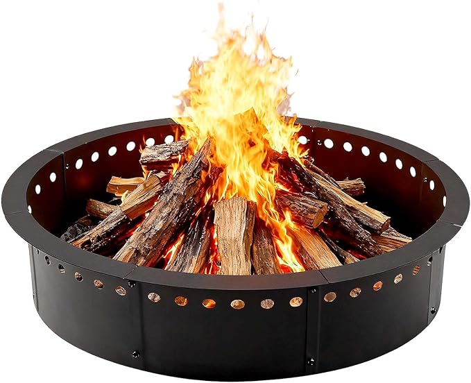 Heavy Duty Metal Smokeless Fire Pit Ring 35-Inch Outer/31-Inch Inner Diameter, for DIY Fire Pit, Outdoor Above or In-Ground, Camping Garden Patio Backyard