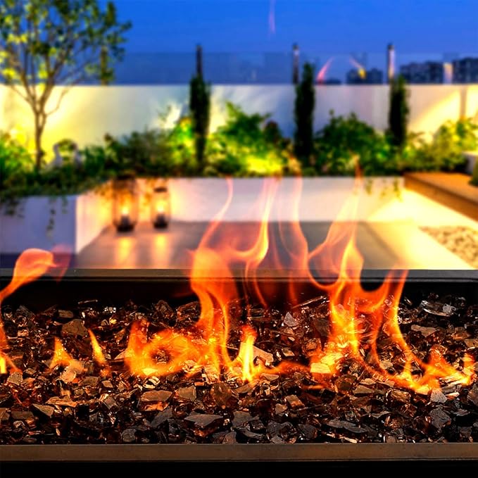 Onlyfire 10-Pounds High Luster Fire Glass for Natural or Propane Fire Pit Fireplace & Landscaping, 1/2-Inch Copper