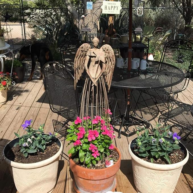 K KILIPES Metal Angel Garden Statue, Antique Angel Sculpture Indoor Outdoor Decorations for Home, Yard, Patio, Porch Valentine's's Day Sympathy Memorial Gifts