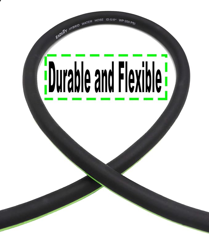 Hybrid Lead In Garden Hose 5/8 IN. x 10 FT, Heavy Duty, Lightweight, Flexible with Rotatable Grip Handle and Solid Brass Fittings