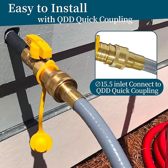 15FT 3/8” ID Natural Gas Grill Hose with Quick Connect Fittings, Natural Gas Hose for Weber, Char-Broil, Pizza Ovens, Patio Heaters.