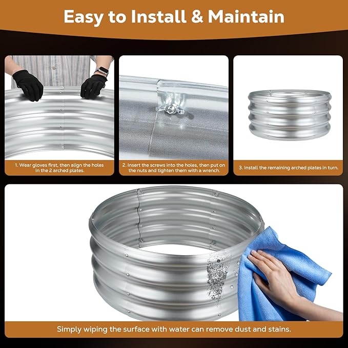 36 Inch Round Galvanized Fire Pit Ring, Silver Round Galvanized Fire Ring, 3 Feet Diameter Fire Pit, Outdoor Pits for Backyard, Camping, Bonfire
