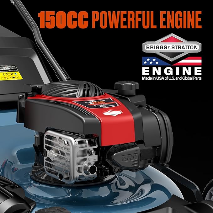 SENIX 22-Inch Self-Propelled Gas Lawn Mower with 150cc B&S EX625 Engine, 3-in-1 (Mulching, Bagging, Side Discharge), 6 Adjustable Cutting Heights (1.25” - 4”), Durable Steel Deck, Rear-Wheel Drive