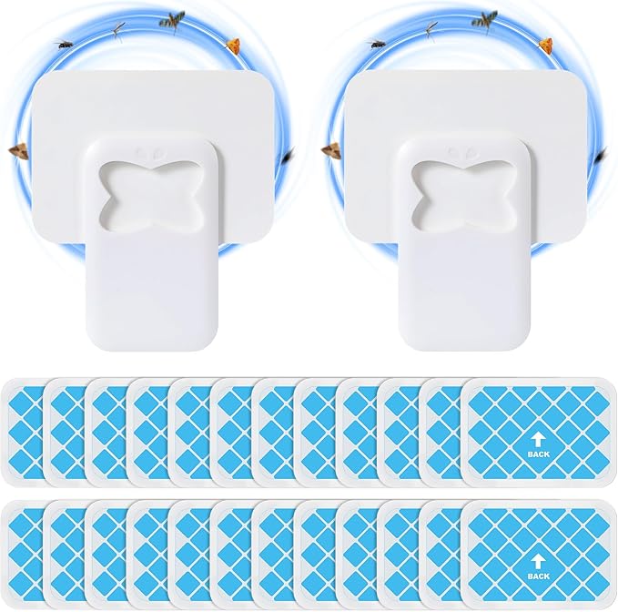 Qualirey 2 Pack Fruit Fly Traps for Indoors, Plug in Fly Trap Indoor with UV Light, Flying Insect Trap Mosquito Catcher Killer for Gnat, Moth, Flies with 24 Pcs Glue Boards