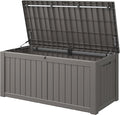 KAMABOKO Outdoor Storage Box, 120 Gallon Large Outdoor Resin Deck Box, Storage Waterproof Boxes Lockable Lid for Garden Tools, Pool Supplies, Patio Furniture and Cushions, Grey
