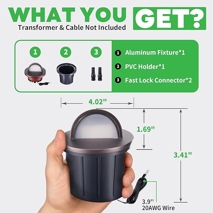 Well Lights Low Voltage, 5 Colors Selectable (Warm to Cool White) 12V In Ground LED Landscape Lights, IP67 Waterproof Outdoor, One Direction Aluminum ORB for Garden Tree 6W 420LM 12 Pack