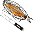 Fish Grilling Basket for Grill - Stainless Steel Basket, Non-Stick Fish Rack for Grilling with Adjustable Lock Removable Handle, Ideal for BBQ, Camping, Charcoal and Gas Grills