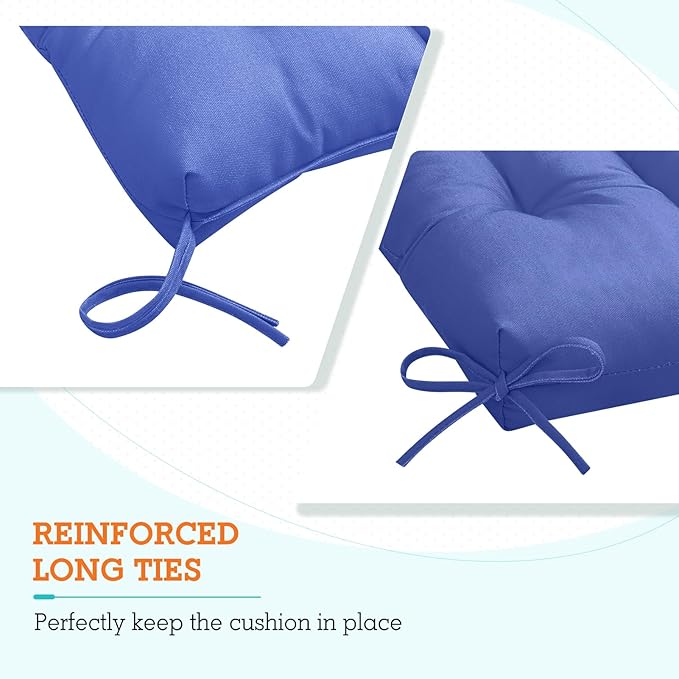 EAGLE PEAK Tufted Outdoor/Indoor High Back Patio Chair Cushions, Set of 2, 46'' x 22'', Ocean Blue