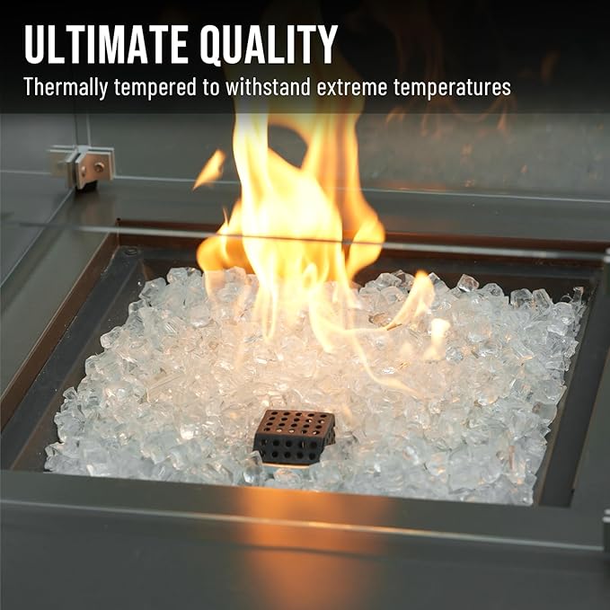 Skyflame High Luster 10-Pound Regular Fire Glass for Fire Pit Fireplace Garden Landscaping Platinum 1/4" Size