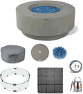 Elementi+ | Bundle Colosseo Gas Fire Pit Cast Concrete 40" Dia. Round Fire Table, Outdoor Fire Pit Electronic Ignition | Canvas Cover, Fire Glass and Burner Lid Included | Light Gray | Natural Gas