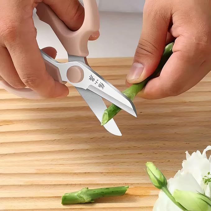 Professional Floral Scissors & Garden Shears - 3.38mm Stainless Steel, Ergonomic Wide Grip for Cutting Fresh Flowers, Florist Supplies, Pruning & Trimming (Pink)
