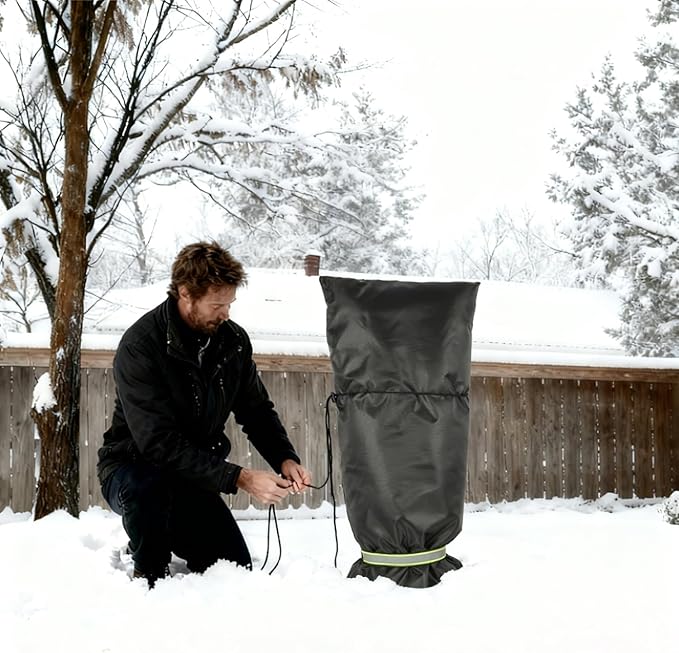 Outdoor Faucet Cover for Winter Freeze Protection, Waterproof Water Spigot Cover, 15”x35” Large Hose Bib Covers for Outdoor Faucets, Garden & Lawn, Reusable Freeze Protector for Winter & Summer