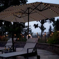 PURPLE LEAF 15ft Patio Market Umbrella with Solar LED and Base Double-Sided Rectangle Outdoor Table Sun Umbrellas with Crank for Pool Beach Deck Backyard Khaki