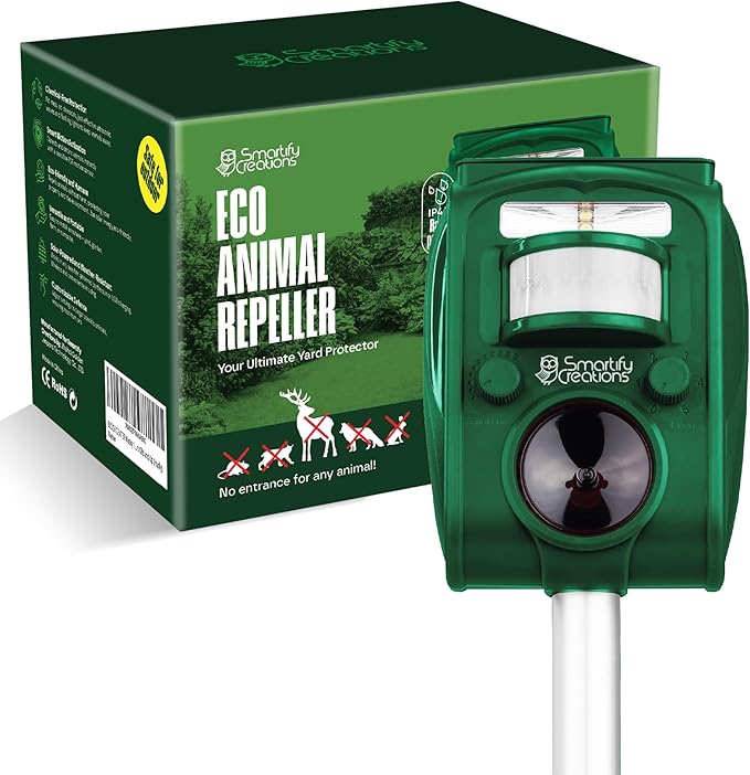 New 2025 Solar Deer Repellent Device Outdoor – Solar Animal Repeller for Outside – Rainproof Solar Rodent Repellent – Outdoor Animal Deterrent for Deers, Cats, Dogs, Mice, Birds