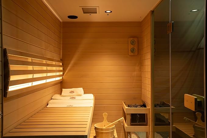 2 Person Traditional Home Steam Sauna with Red Light Therapy and Negative Ions,No EMF - Indoor Personal Luxury Spa for House and Gym - Made from Canadian Hemlock