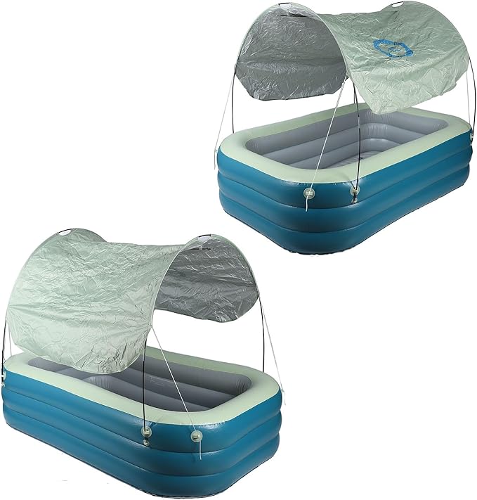 SUNGOOYUE Inflatable Pool Thickened Large Blow Up Swimming Pool with Canopy Slide for Kids Backyard, Child Friendly and Multifunctional Use (Green)