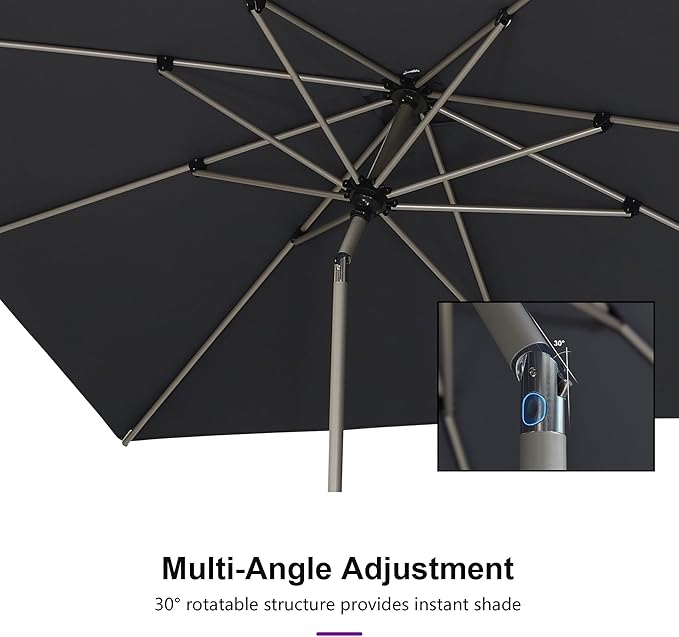 PURPLE LEAF 6' x 6' Square Patio Umbrella with Tilt Adjustment, Outdoor Table Umbrella Champagne Aluminum Frame, Market Umbrella Pool Umbrella for Deck Garden, Patio, or Poolside