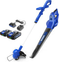 Wild Badger Power 20V Weed Wacker & Leaf Blower, Electric with 2 * 2Ah Battery & Charger, String Trimmer, Lightweight, Adjustable Telescopic Shaft, Easy to Use