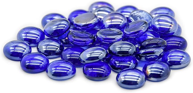 GasSaf Blue Fire Glass Beads for Outdoor Fire Pit, Fireplace, Replaces Existing Gas Logs & Lava Rocks, 3/4 Inch Glass(20 Pound)(Cobalt Blue)